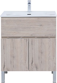 Aquanet Тумба с раковиной Алвита New 70 1 ящик 2 дверцы дуб веллингтон белый – фотография-2